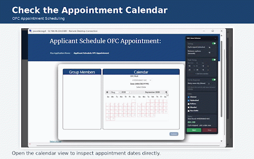 VAC Dropdown Auto Selector :: Overlays a control panel on the page to automatically cycle through the VAC options at configurable minute/second intervals.
