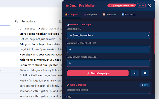 Gmail Pro Mailer :: Gmail Bulk Mailer with Follow-Up and Templates