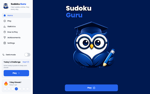 Sudoku Guru - Free Sudoku Puzzle Game :: Play free Sudoku in your browser sidebar. Classic puzzles, daily challenge, hints & notes — offline-friendly, no account.