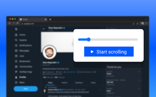 AutoScroll :: Effortlessly autoscroll down pages with this automatic scroller—smooth screen scrolling with the simple Scroll Chrome Extension