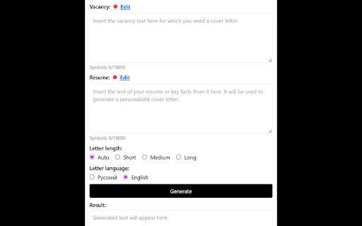 SuperLetter AI :: Генерация сопроводительных писем с помошью ИИ