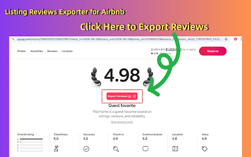Listing Reviews Exporter for Airbnb :: Export Airbnb listing reviews to CSV, Excel, or JSON for easier analysis, reporting, and recordkeeping.
