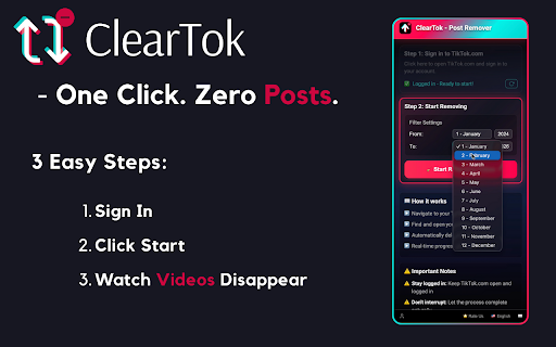 ClearTok - TikTok Post Remover :: Instantly delete all your TikTok videos—no scrolling, no tapping.