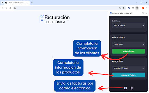 Asistente de Facturación DTE :: Asistente de Facturación DTE para rellenar automáticamente formularios de Sistemas de Facturación Electrónica.