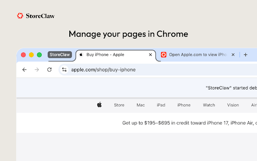 StoreClaw :: Connects StoreClaw AI to your browser and performs browser actions only after you grant authorization.