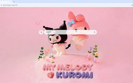 My Melody & Kuromi Live Wallpaper :: Adorable My Melody and Kuromi characters in 3D style with soft pink background and flowers.