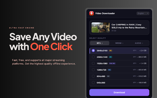 Video Downloader :: Video Downloader — save videos in any quality and format. Fast downloads with progress tracking, MP4/WebM support, and 10 languages.