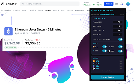 Poly Auto Trader :: Auto-buys on Polymarket based on threshold, timing, and configurable amount