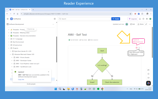 Atlassian Mermaid Viewer :: Renders Mermaid diagrams in Confluence and Jira, with quick actions to open in Mermaid Live Editor and copy diagram source code.