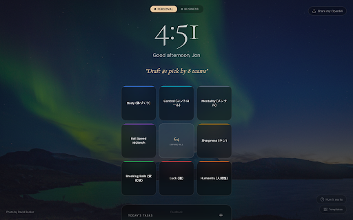 Open64 — Goal Setting Grid & Habit Tracker (Harada Method New Tab) :: Replace your new tab with the same 64-action goal grid Shohei Ohtani used to become the greatest baseball player alive. Free.