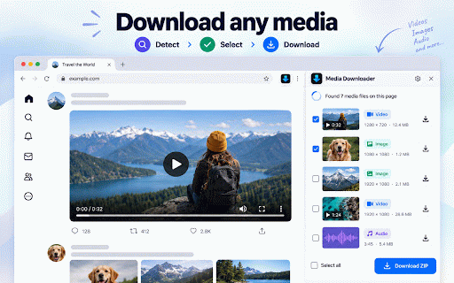 SuperSave – Bulk Image & Video Downloader, HLS to MP4 :: Download any media from web pages — images, videos, audio and HLS/DASH streams. Save videos as MP4 and grab many files as one ZIP.