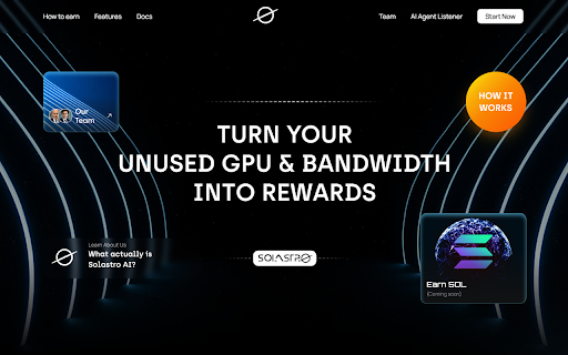 Solastro AI :: TURN YOUR UNUSED GPU & BANDWIDTH INTO REWARDS
