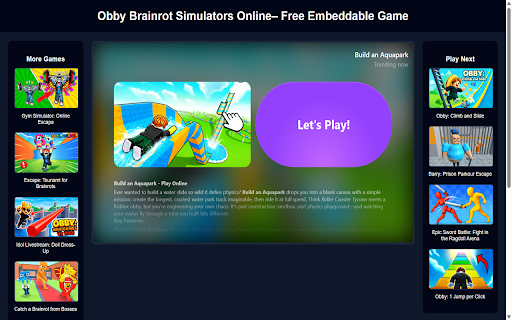 Obby Brainrot Simulators Online :: Obby Brainrot Simulators Online is a fun and challenging online game where players navigate through obstacles!