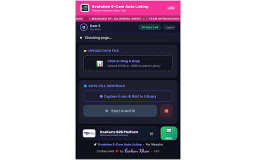 Evolution E-Com — Meesho Form AutoFiller :: Smart Meesho Auto-Fill Tool. Upload CSV and auto-fill seller forms with pause/resume control. Secure & fast listing assistant.