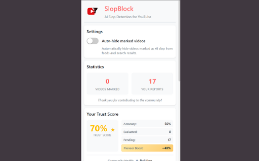 SlopBlock :: Crowdsourced identification of AI-generated content on YouTube