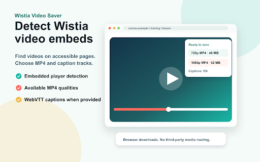 Wistia Video Saver Free :: Download Wistia videos and captions from embedded players. Choose MP4 quality and save course clips in one click.