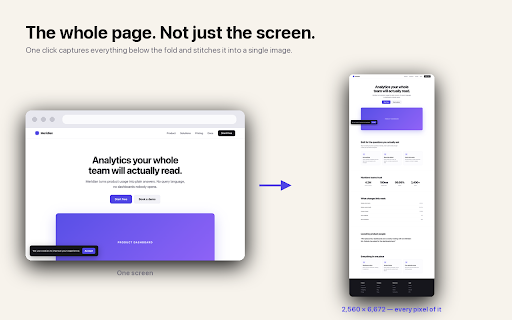 Page Shot :: One click: screenshots the entire scrolled page, opens it in a new tab, and copies it to your clipboard.