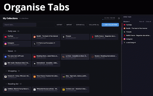 Free Tab Manager :: A visual tab manager that replaces your new tab page with organized collections.