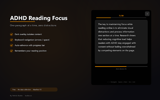 ADHD Reading Focus :: Read one paragraph at a time — stay focused without distraction