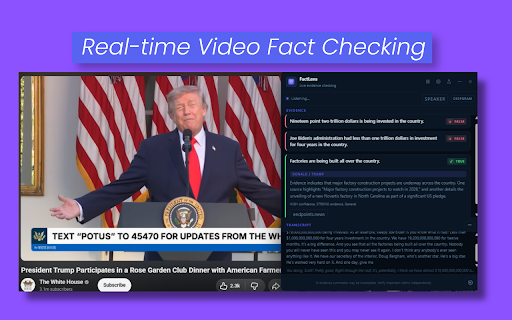 FactLens: Live Fact Checker :: Live evidence backed fact checking for videos, podcasts, streams, meetings, and images.