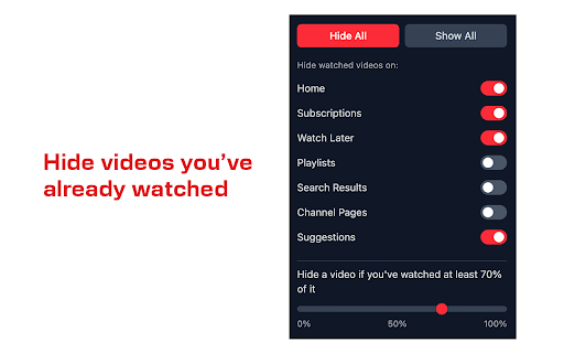 Seen It - Hide Watched YouTube Videos :: Hide YouTube videos you've already watched.