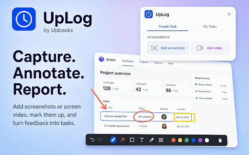 UpLog – Screen Recorder, Annotator & Task Tracking :: Capture your screen. Annotate what matters. Turn it into a task — instantly.