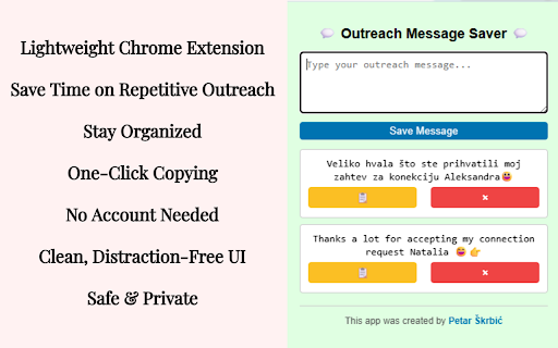 Outreach Message Saver :: Save and manage your LinkedIn outreach messages.