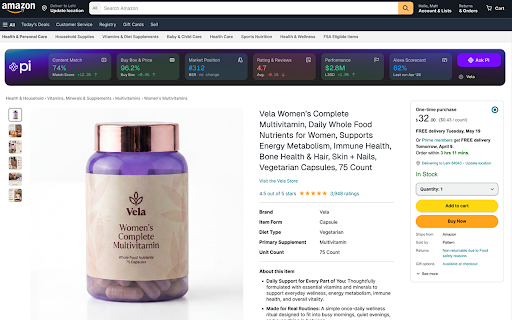 Pi Chrome Extension :: Pattern Intelligence - Product Detail Page insights overlay for Amazon