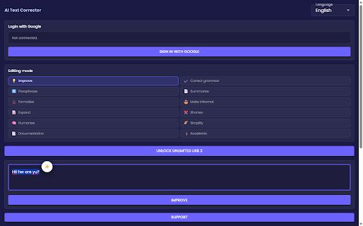 AI Text Corrector :: Write better, faster, and error-free with the power of Artificial Intelligence.