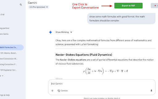 Gemini to PDF :: One click to export Gemini conversations to PDF files.
