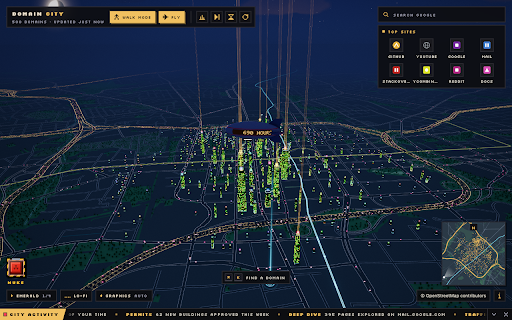 Domain City :: Your browsing history as a living 3D city. Everything stays on device.