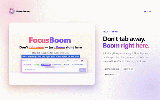 FocusBoom-Screenshot to Table Converter&Translate :: Turn charts or screenshots into Excel-ready tables. Select text on any page and FocusBoom infers what you want—no prompt to type.