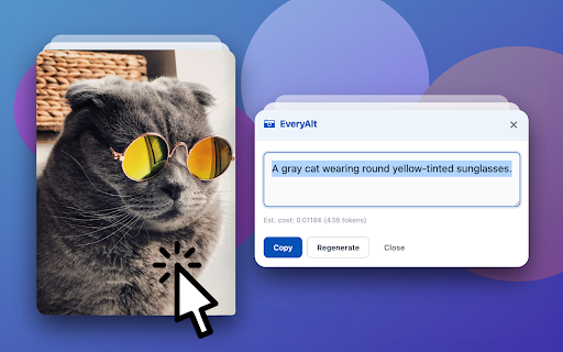 EveryAlt - AI Alt Text Generator :: Right-click any image to instantly generate descriptive alt text using OpenAI. Free, unlimited, your key.