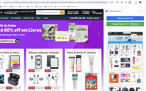 Fullpage Capture :: Capture páginas inteiras em PNG. O Pro adiciona PDF pesquisável, histórico completo, edição e salvamento em uma pasta escolhida.