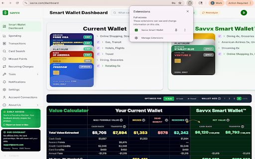 Savvx Smart Wallet :: See which credit card to use at every checkout. Auto-syncs rewards, credits, and promo rates. Flags unused credits at merchants.