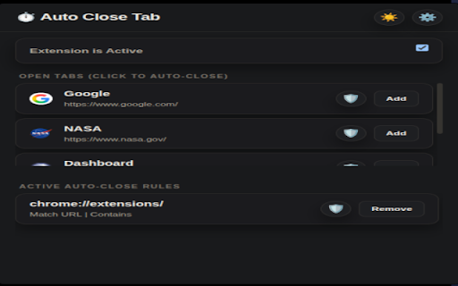 Auto Close Tab :: Automatically close tabs based on rules (Title or URL) after a set time.