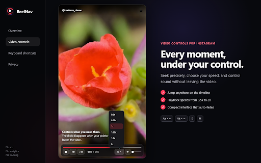 ReelNav - Controls & Downloads :: Advanced playback, Story navigation, creator tools, and downloads for Instagram media.