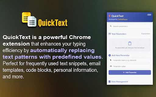 QuickText :: Replace text patterns with predefined values instantly