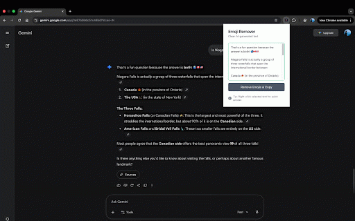 Emoji Remover :: Clean AI-generated text by removing emojis. Right-click selected text or use the popup.