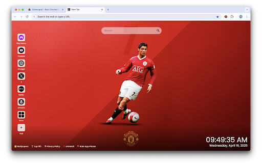 Cristiano Ronaldo Manchester United 2003–2009 Wallpaper :: Cristiano Ronaldo Manchester United 2003–2009 Wallpaper – Relive the early glory days in HD every time you open a new tab.