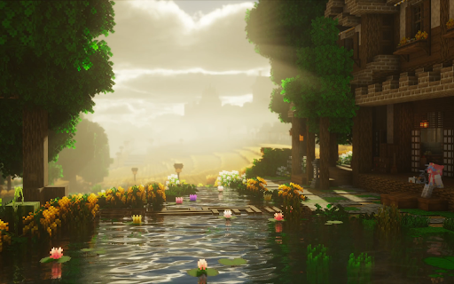 Minecraft tranquil morning pond :: Transform your new tab into a serene Minecraft morning pond with soothing HD video wallpaper for a tranquil browsing experience.