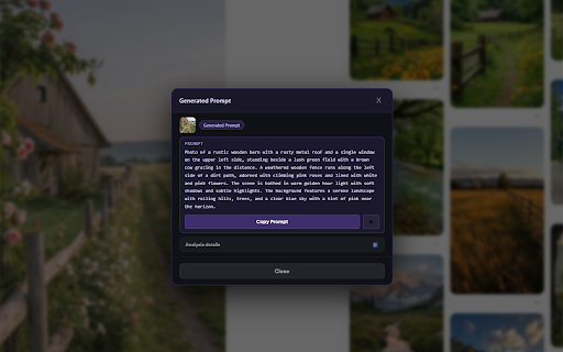 Pic2Prompt Pro :: Right-click any image to get a ready-to-use AI prompt. Free: 3/day. Pro: unlimited + presets + export.