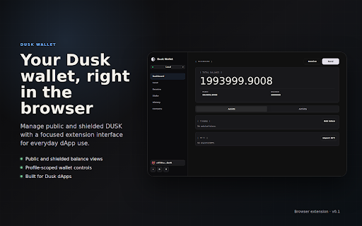 Dusk Wallet :: Crypto wallet for the Dusk network.