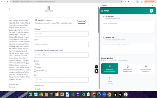 JobApAI :: Analyze a CV and job description to generate field-by-field suggestions for job application forms via a side panel.