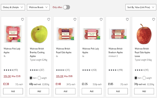 Supermarket Unit Value :: Adds a 'Value' sort option to UK supermarket sites, sorting products by unit price. Supports Tesco, Sainsbury's & Waitrose.