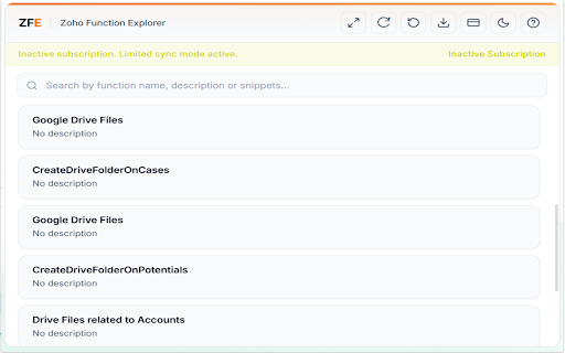 Function Explorer for Zoho CRM :: Helper tool for Zoho solution developers to explore, read, and export CRM functions.