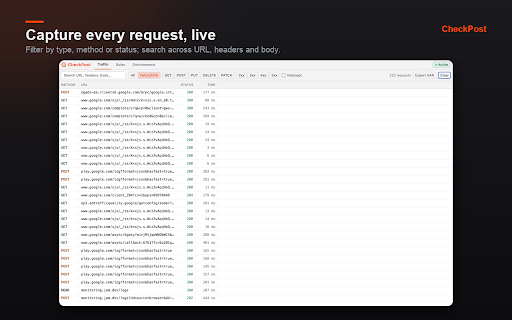 CheckPost :: A DevTools panel to observe, intercept, mock, modify, replay, and export HTTP traffic.