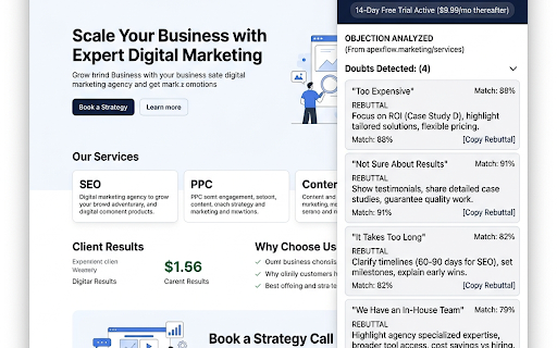 Objection Sniper :: Anticipate customer buy-blockers and generate powerful rebuttal copies instantly.