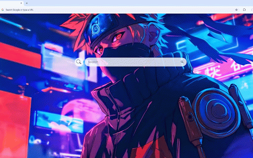 Neon Ninja Naruto Live Wallpaper :: A cyberpunk-inspired shinobi with glowing red eyes standing in a vibrant neon-lit futuristic city.