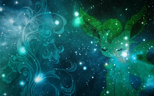 Leafeon pokemon in galaxy :: Transform your new tab into a captivating galaxy scene with Leafeon, featuring stunning HD video wallpaper for a vibrant experi...